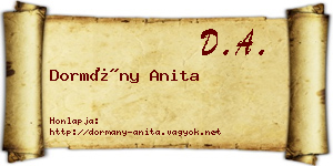Dormány Anita névjegykártya